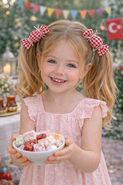 Nur Baby Kız Çocuk Bayram Tokası – Klipsli Çift Fiyonk Saç Tokası | Ekose Şık...