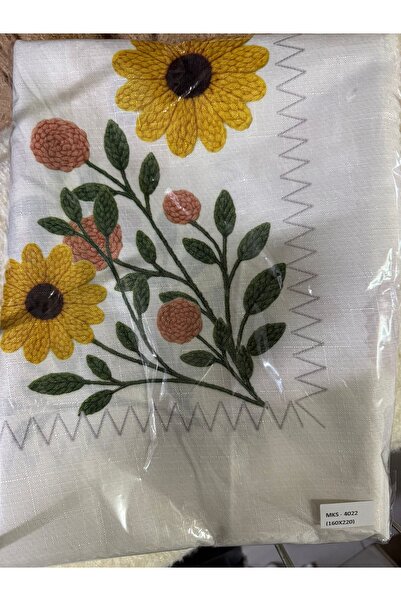 Çt Çeyizci Tekstil Tablecloth , Cream Digital Print Piece Cross Stitch Single...