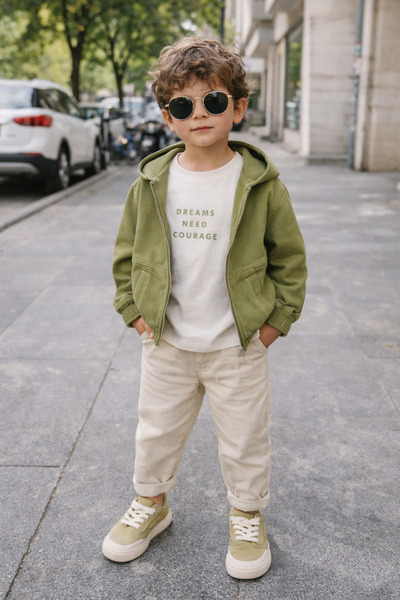 Elefantejr Hooded Gabardine Jacket Pants T-Shirt 3-Piece Set