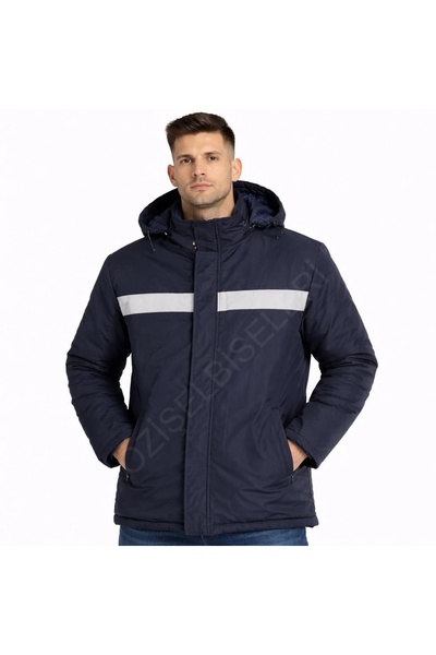 MODA Bondit Fleece Pcs Navy Blue Reflective Hooded Work Coat Work Clothes