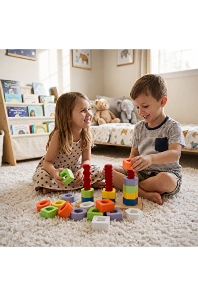 Taz Work Shop Montessori Renkli Vidalı Zeka Oyunu – 19 Parça Eğitici Motor Be...