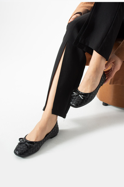 expres moda Knitted Patterned Flat Ballet Flats