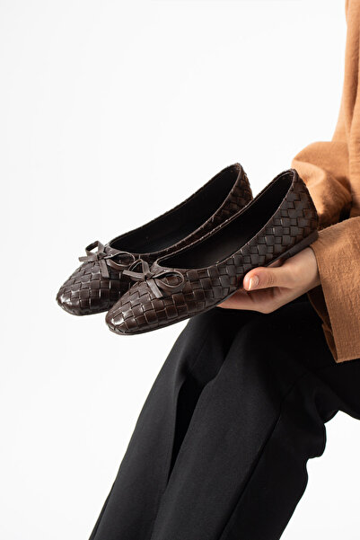 expres moda Knitted Patterned Flat Ballet Flats