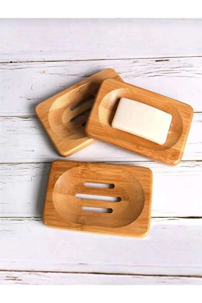 QesQin Ahşap Bambu Katı El Sabunluğu | Kare Yuvarlak Model Lavabo Banyo Sabunluk