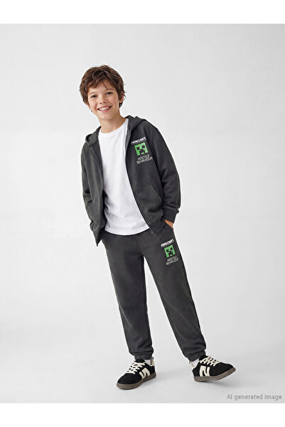 LC Waikiki LCW Kids Antrasit Minecraft Lisanslı Erkek Çocuk Jogger Eşofman Altı