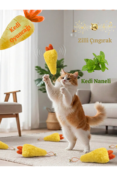 Komano Pontika Zilli Kedi Oyuncağı Kedi Naneli Peluş Çıngıraklı Kedi Oyuncağı...