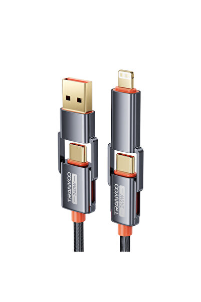 TRANYOO 240W 4-In-1 Metal Braided Fast Charging Cable - T-XS10