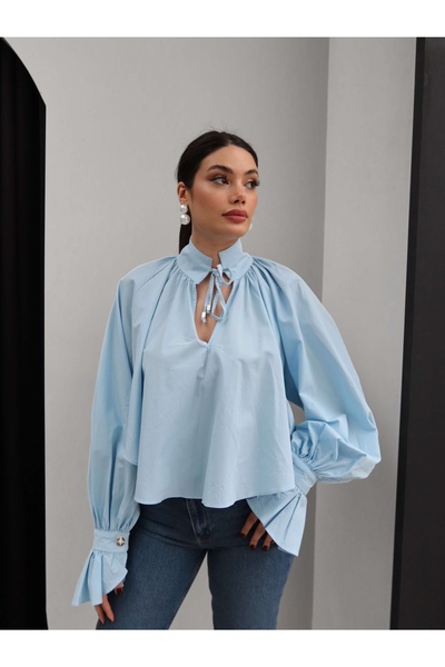 ESRAHELVACI Yaka Bağlama Detaylı Gömlek