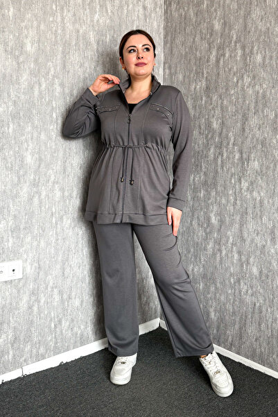 ModaPlaza Women's Plus Size Stone Detailed Modal Set 7577