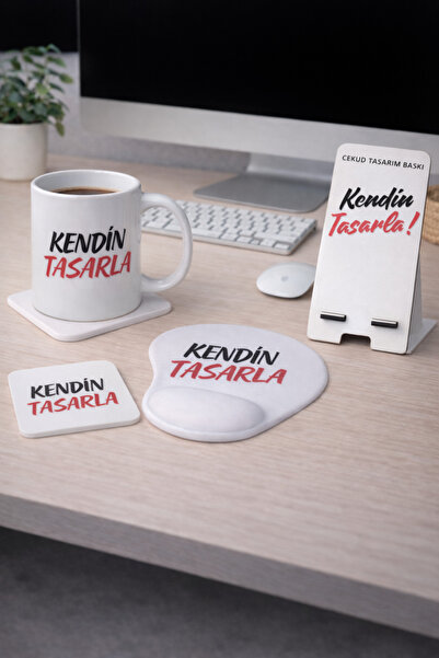 Personalized Mug Mousepad Phone Stand and Silicone Coaster 4-Piece Office Set