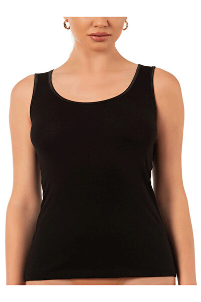 LİNOTTİ Women's Cotton Lu Modal Stretchy U-Neck Satin Broad Straps Women's Ta...