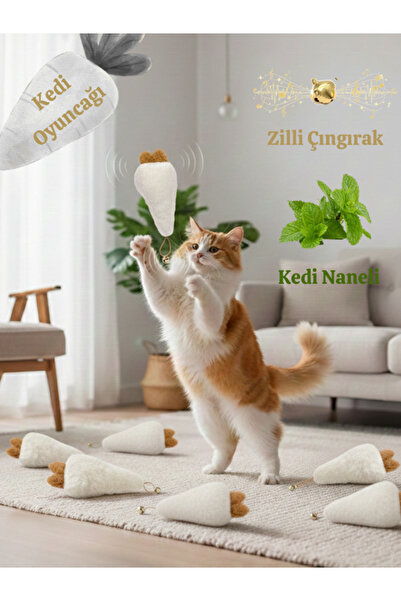 Komano Pontika Zilli Kedi Oyuncağı Kedi Naneli Peluş Çıngıraklı Kedi Oyuncağı...