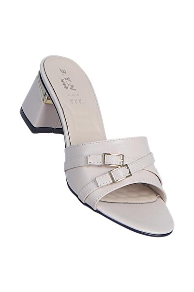 Ayakcenter Byn Ayışığı By20 Cream Women's 7cm Heels Slipper