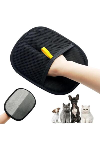 Arabest Reusable Pet Hair Removal Gloves, Black Mesh, Free Size, Washable Fle...