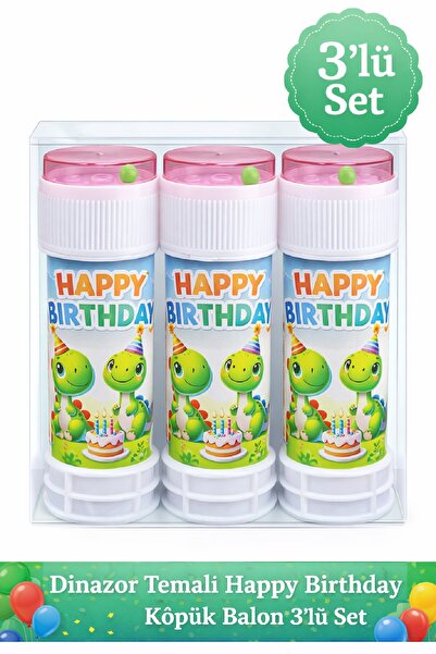 BKMC PARTY Dinazor Temalı Happy Birthday Köpük Balon Seti 3’lü 5’li 10’lu Doğ...