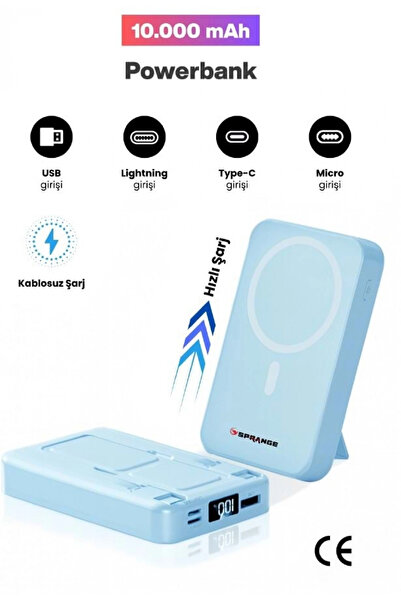jetucuzal SPRANGE SR-P26M 10000mAh Magsafe Powerbank 15W Kablosuz, 20W PD, LC...