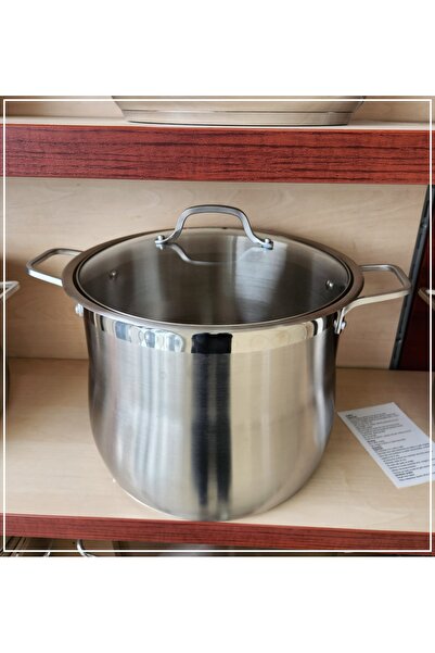 Arian Stainless Steel Pot, Triple Bottom, Glass Lid, Bomb Shape, Swan-Belly, ...