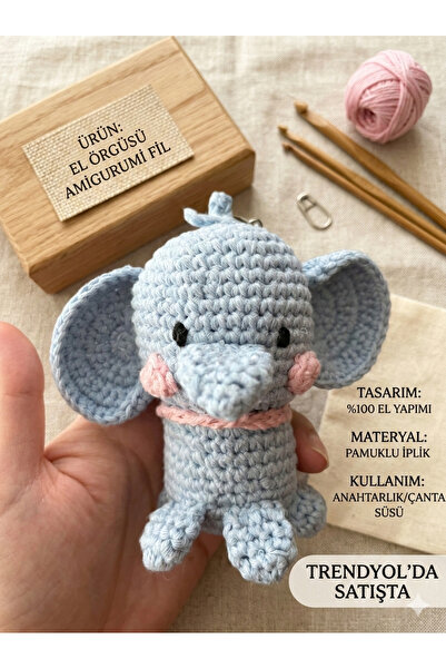 shika Amigurumi Örgü Oyuncak Uyku Arkadaşı Fil Anahtarlık