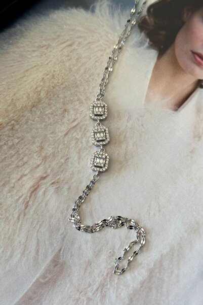 Trendy Butik زيركون مربع من الفولاذ مرصّع بالأحجار شاهميران