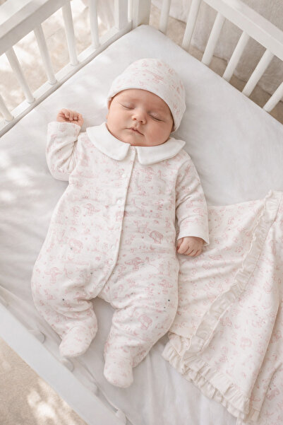 Mert Baby Desire Desenli Kendinden Eldivenli 3'lü Organik Hastane Çıkış Seti ...