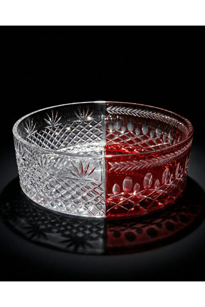 AKDEN STORE Luxury Cut Decor Handcrafted Hybrid Glass Bowl / 25cm Presentatio...