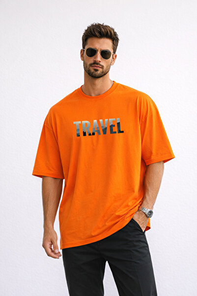 BEETON Unisex Travel Printed Oversized T-Shirt 100% Cotton Crew Neck Casual S...