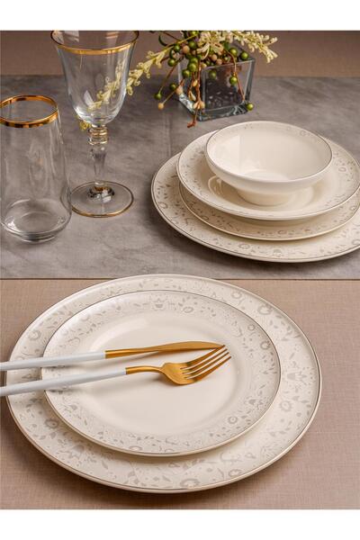 Paçi ROYAL CHARME Bonita 24 Parça Bone China Yemek Takımı – 6 Kişilik Krem De...