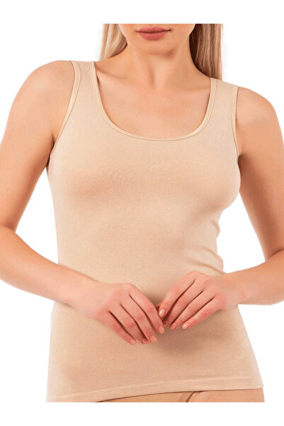 LİNOTTİ Women's Cotton Lu Modal Stretchy U-Neck Satin Broad Straps Women's Ta...