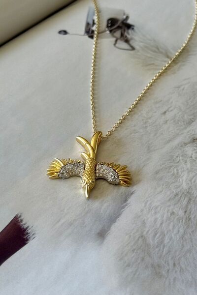 Trendy Butik Steel Eagle Figured Necklace