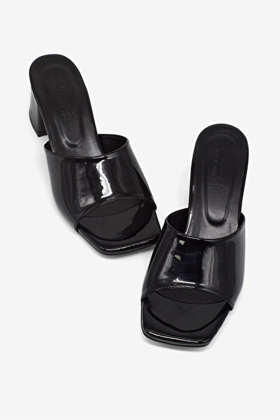 Tonny Black Ženske crne lakirane kožne udobne štikle Papuče