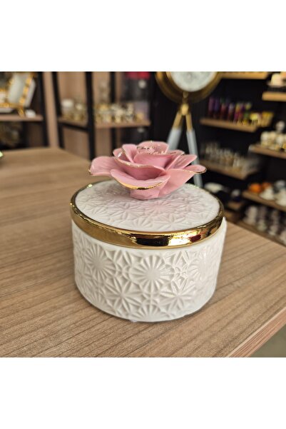 ERVA Luxury | Flowers | Kapaklı Çiçekli Dekoratif Porselen Saklama Kutusu / T...