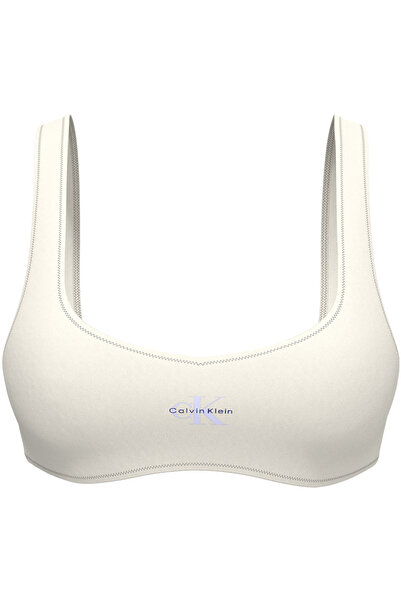Calvin Klein Kadın Beyaz Logo Detaylı Bralet Bikini Üstü