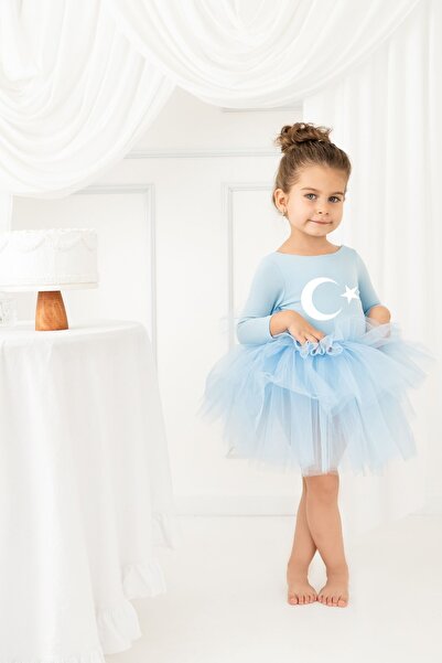 sara tasarım 23 Nisan 29 Ekim Kız Çocuk Bayrak Baskılı Tütü Etekli Elbise- 23...