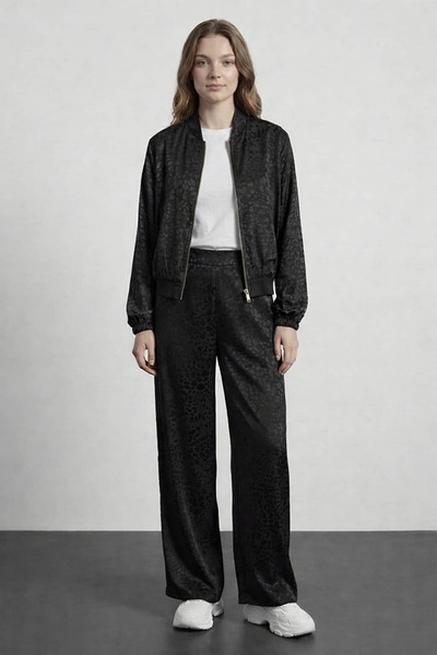 MODA LEOPAR DESENLİ LASTİK DETAYLI BOMBER CEKET