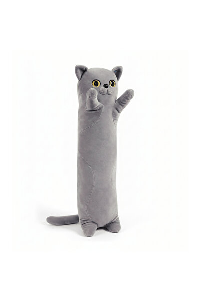 DrKala Long Plush Cat Toy, Pillow Type, 70 cm, Gray Premium - Soft, Fluffy an...