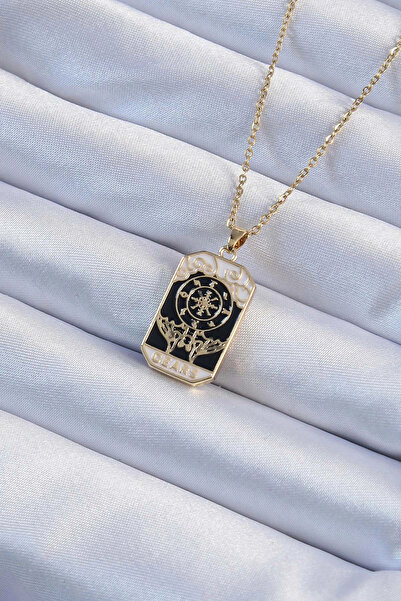 online kapsulavm avm alışveriş 316L Steel Chain Gold Color Engraved Black Ena...
