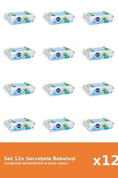 Sleepy Set of 12 Sleepy Baby Wipes, Aloe Vera