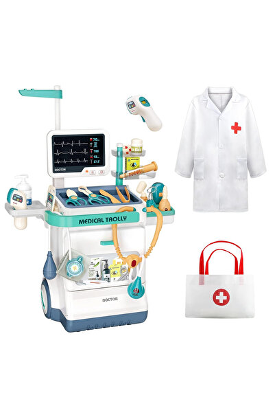 OEM Children's Medical Trolley Set, 26 Pieces, Turquoise