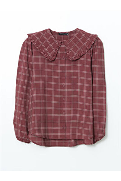 LC Waikiki Modanova Sezon Claret Red Peter Pan collar Plaid Women's Shirt