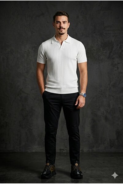 Plus Scorpion Ribbed knit polo collar T-shirt