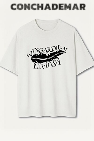 Vordevia Wingardium Leviosa مطبوع تي شيرت بريميوم كبير الحجم مكون من قطن قطع