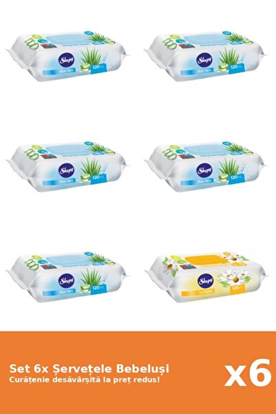 Sleepy Set of 6 Sleepy Baby Wipes: Aloe Vera, Chamomile