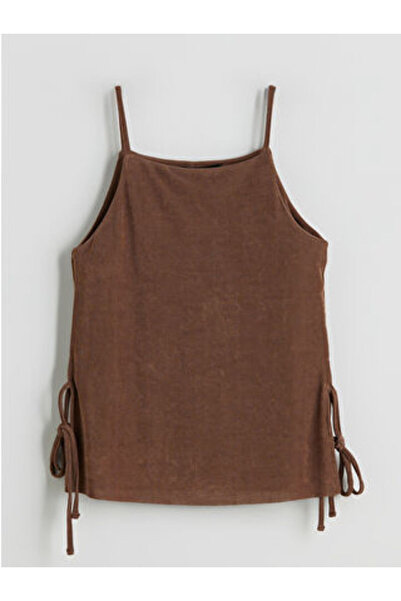 LC Waikiki Modanova Sezon Brown Square Neck Strap Blouse