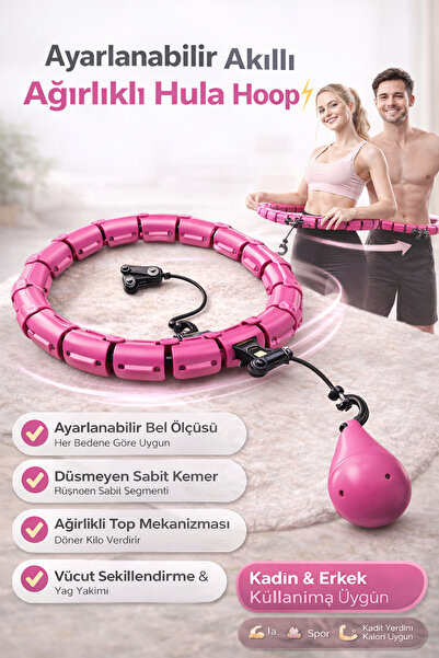 TeknoClass Ağırlıklı Akıllı Sayaçlı Hulahop Spor Çemberi Bel İncelten Fitness...