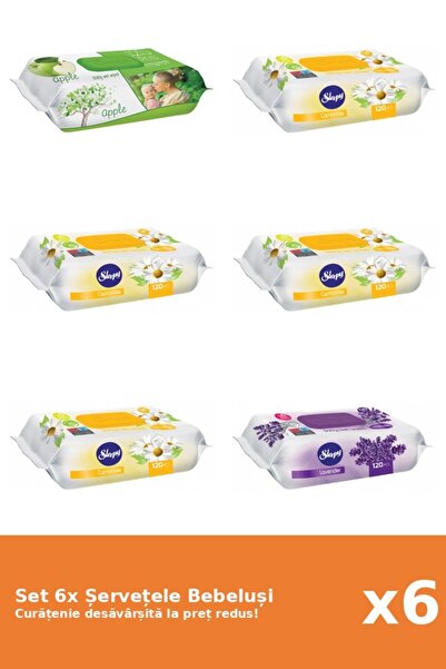 Sleepy Set 6 Șervețele Bebeluși Sleepy: Apple, Lavanda, Musetel