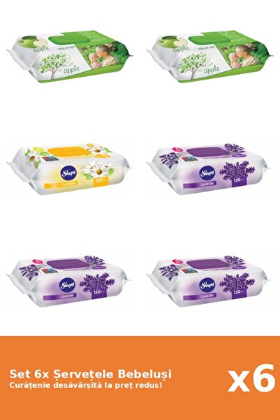 Sleepy Set of 6 Sleepy Baby Wipes: Apple, Lavender, Chamomile