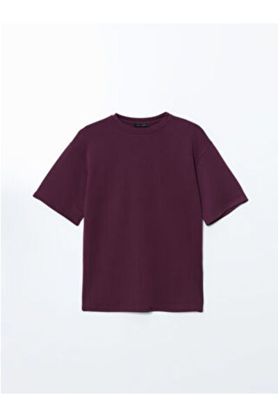 LC Waikiki Modanova Sezon Purple Modal Mixed Embroidered Oversized Women's T-...