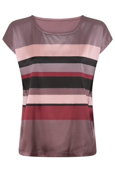 MAMAYAGA Women's Crew Neck Satin Viscose Short Sleeve Sport Stylish Striped B...