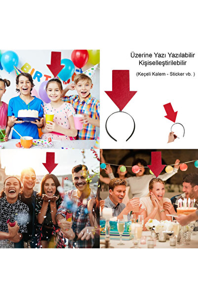 Outdoor Outlet Kişiselleştirilebilir Ok Taç – Üzerine Yazı Yazılabilen Parti Tacı Kırmızı Renk