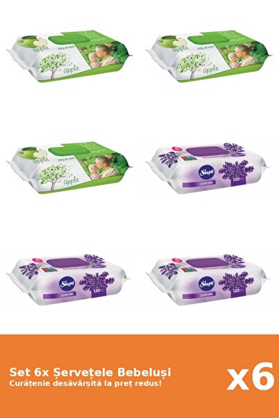 Sleepy Set 6 Șervețele Bebeluși Sleepy: Apple, Lavanda